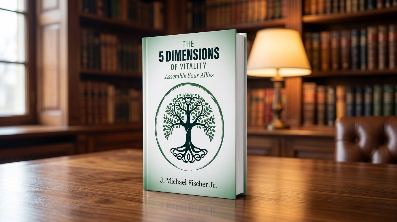 The Five Dimensions of Vitality, standing on a desk